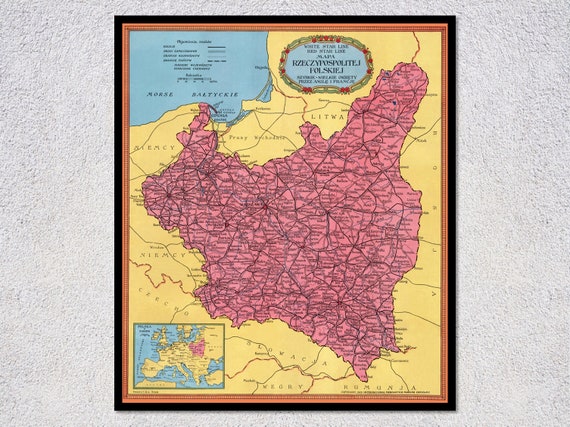 Historic Map of Poland, Vintage Cartography Art Print