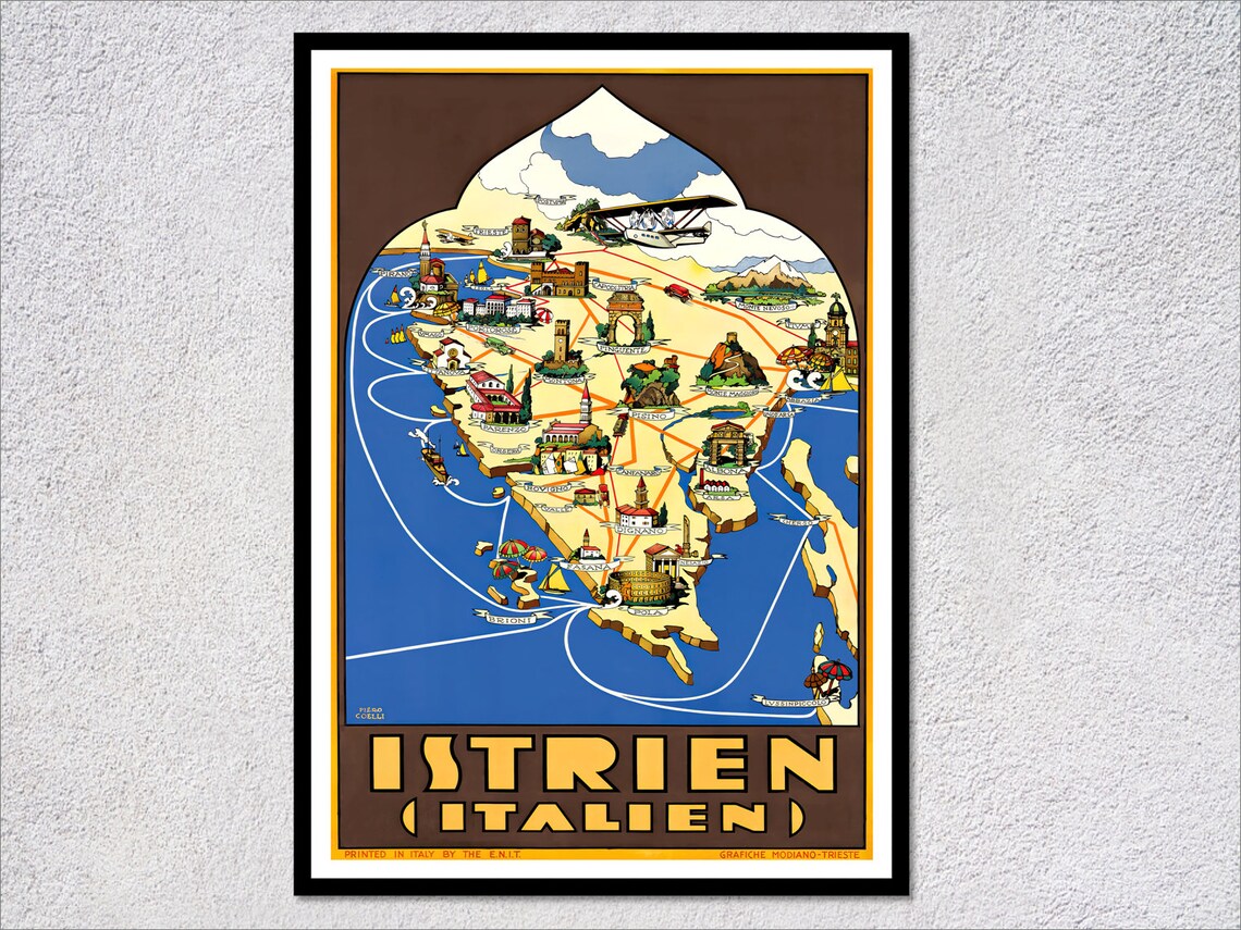 Istria Peninsula Vintage Travel Poster, Italy