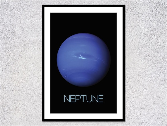 Neptune Planet Blue Giant Space Photography Minimalist Astronomy Poster