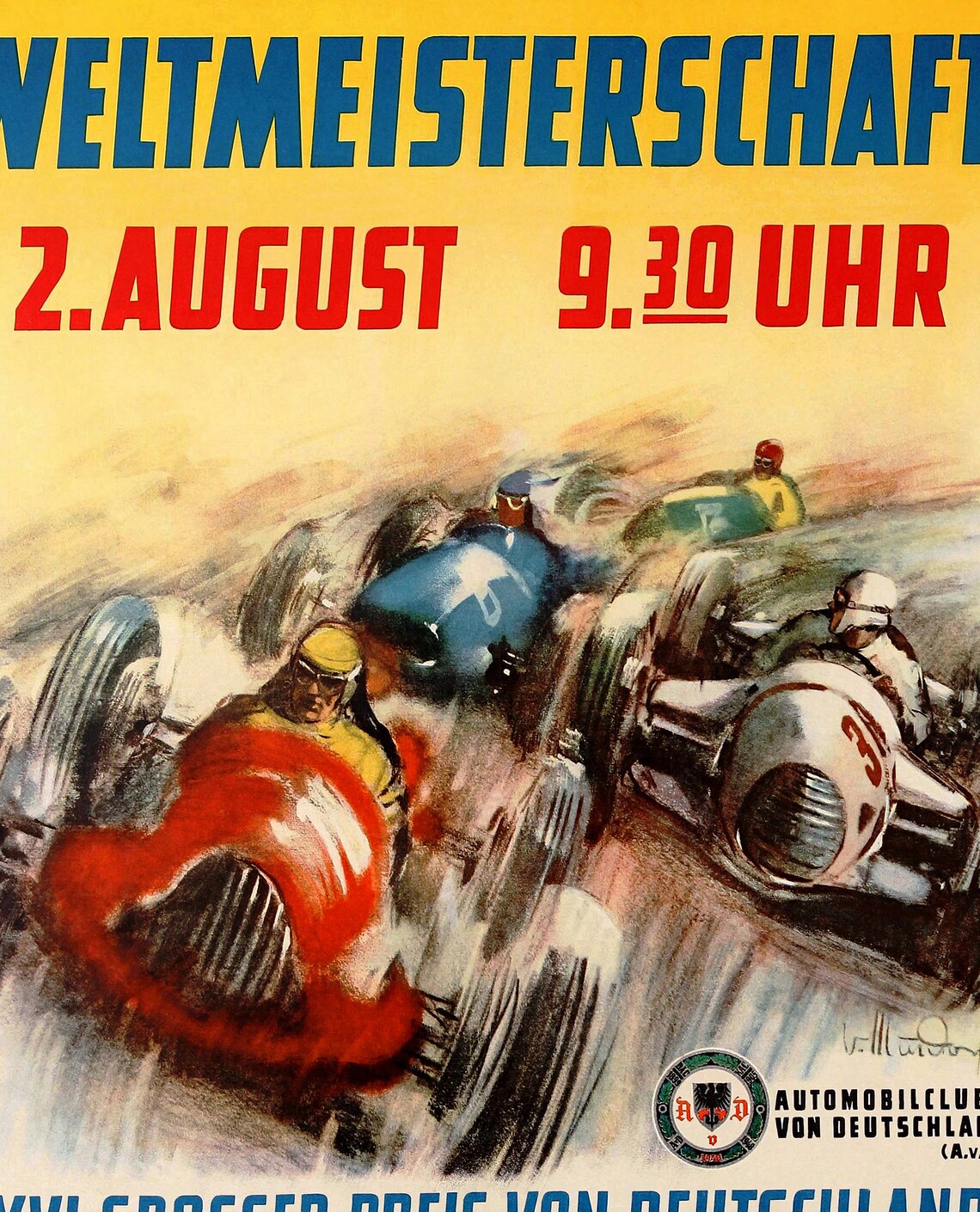 Vintage Nurburgring 1953 F1 Racing Retro Art Print