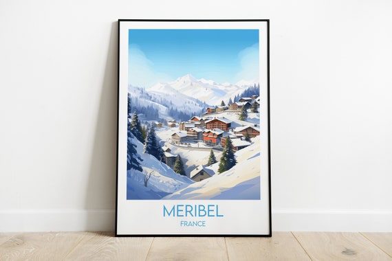 Meribel Travel Print France Ski Poster Custom Personalised Wedding Birthday Gift