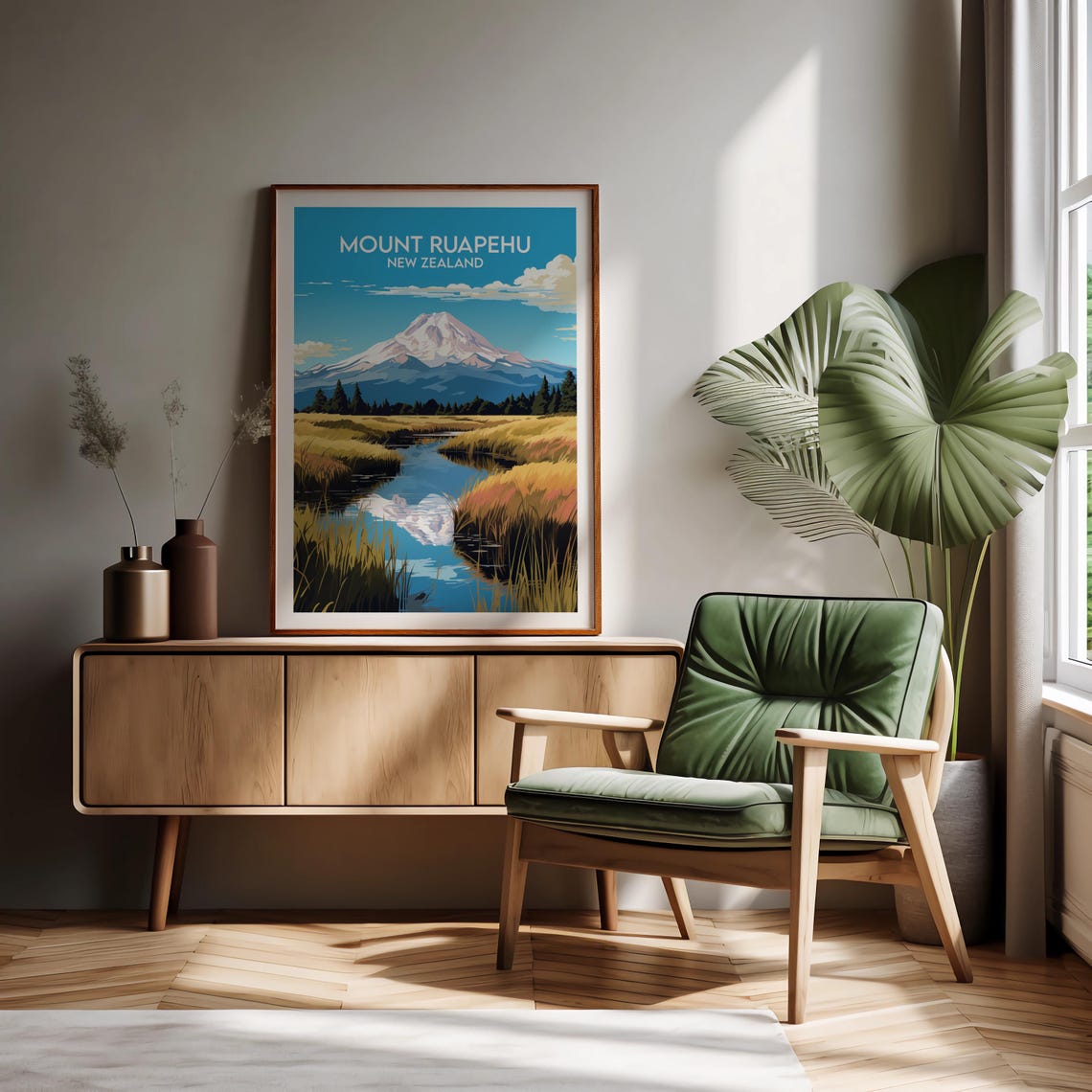 Mount Ruapehu New Zealand Marsh Stream Mountain Vista Poster - Image 2
