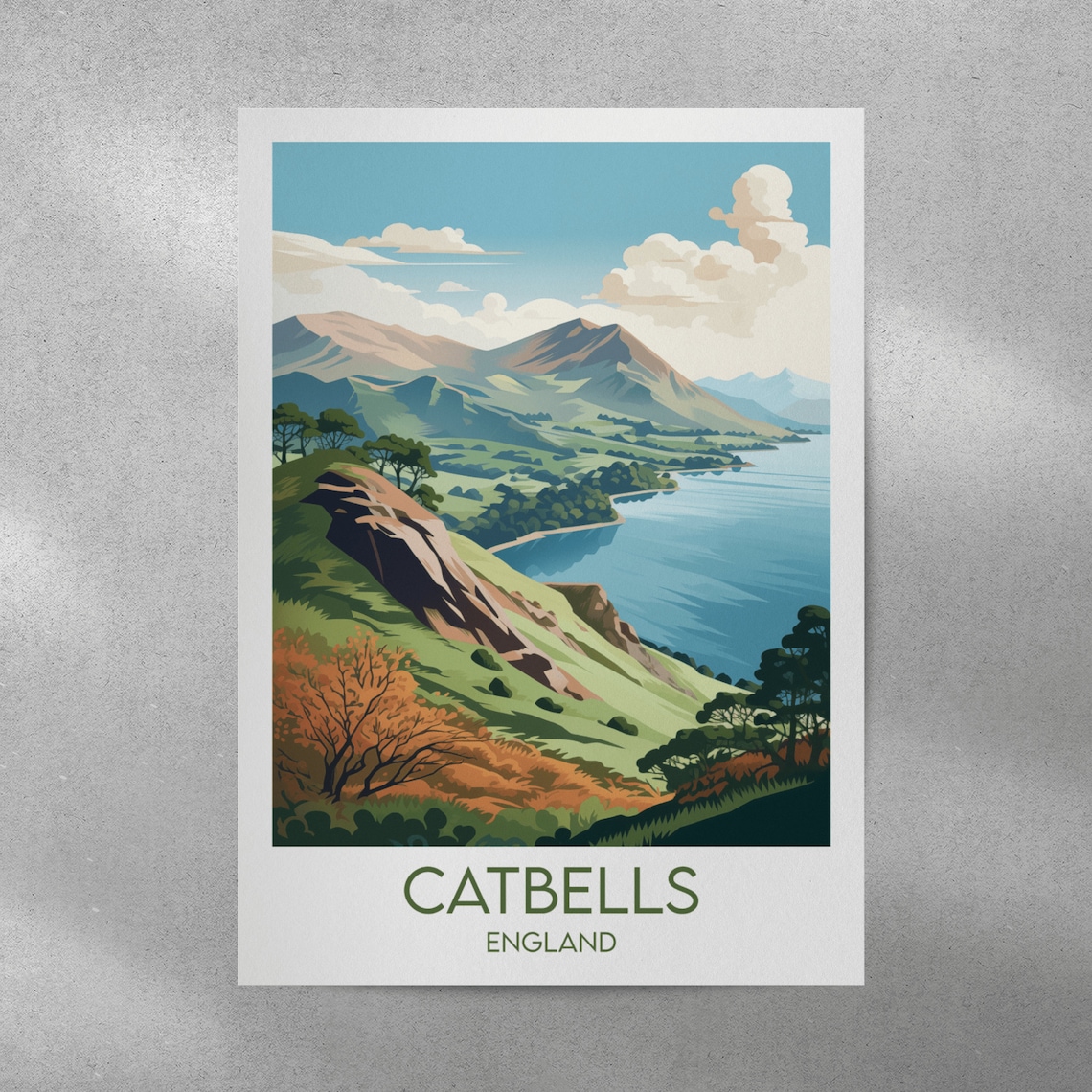Catbells Travel Poster, Lake District Personalised - Image 5