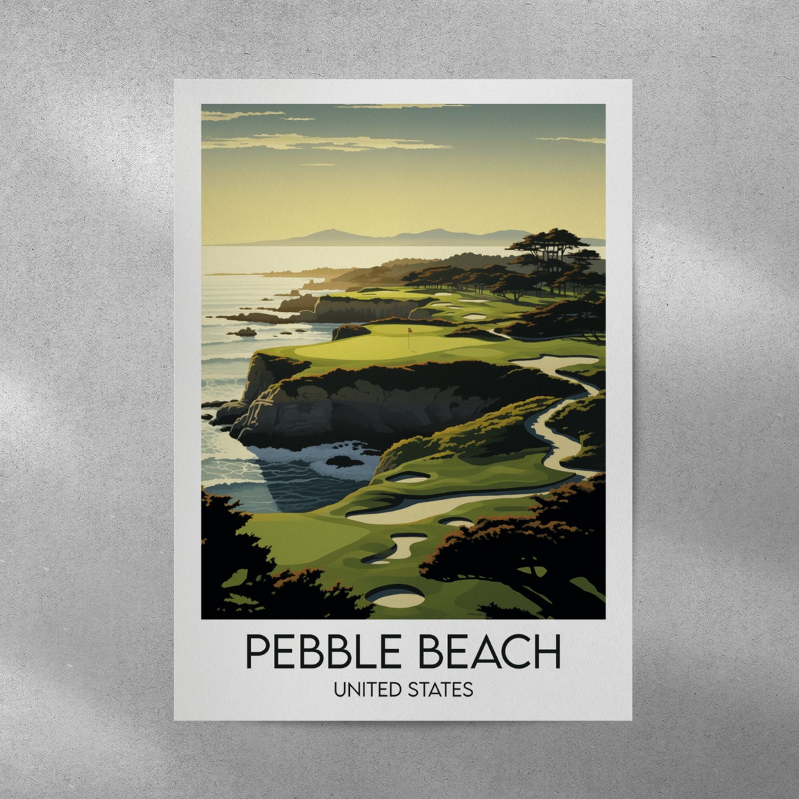 Pebble Beach Golf Links Coastal Sunset Ocean View Sport Poster - Image 4