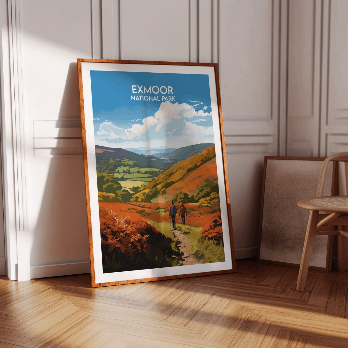 Exmoor National Park Hikers Autumn Moorland Trail Valley Poster - Image 2