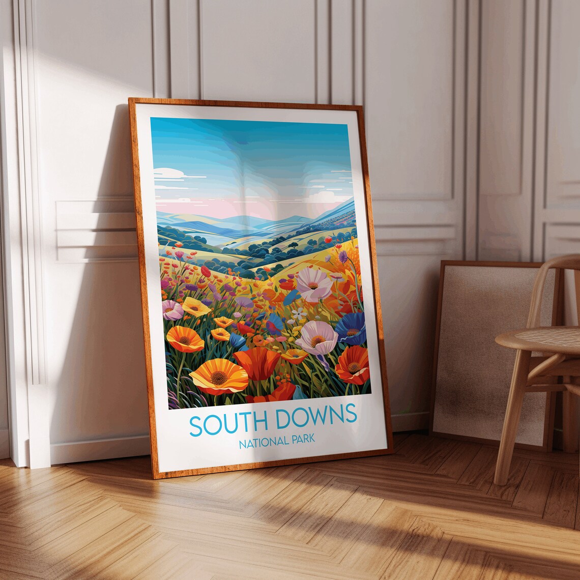 South Downs National Park England Wildflower Hills Vintage Travel Poster - Image 3