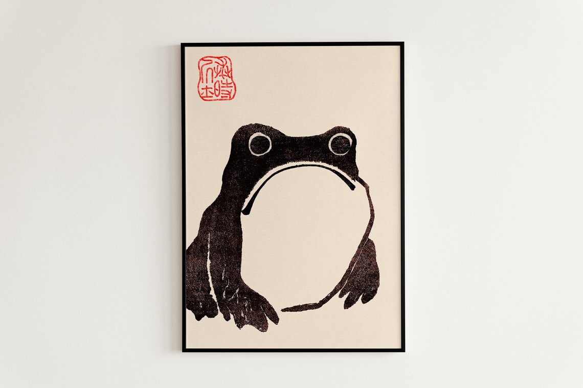 Japanese Frog Wabi Sabi Poster Print, Vintage Style - Image 2