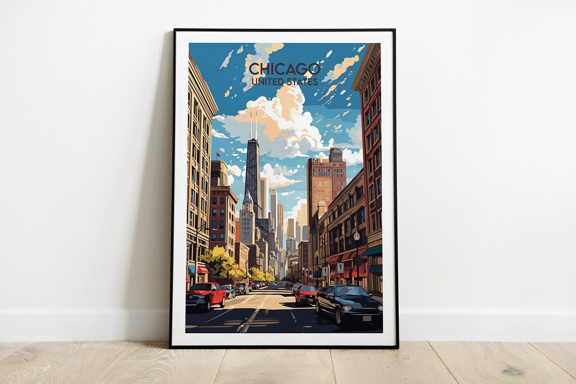 Chicago United States Downtown Street Skyline Tower View Poster