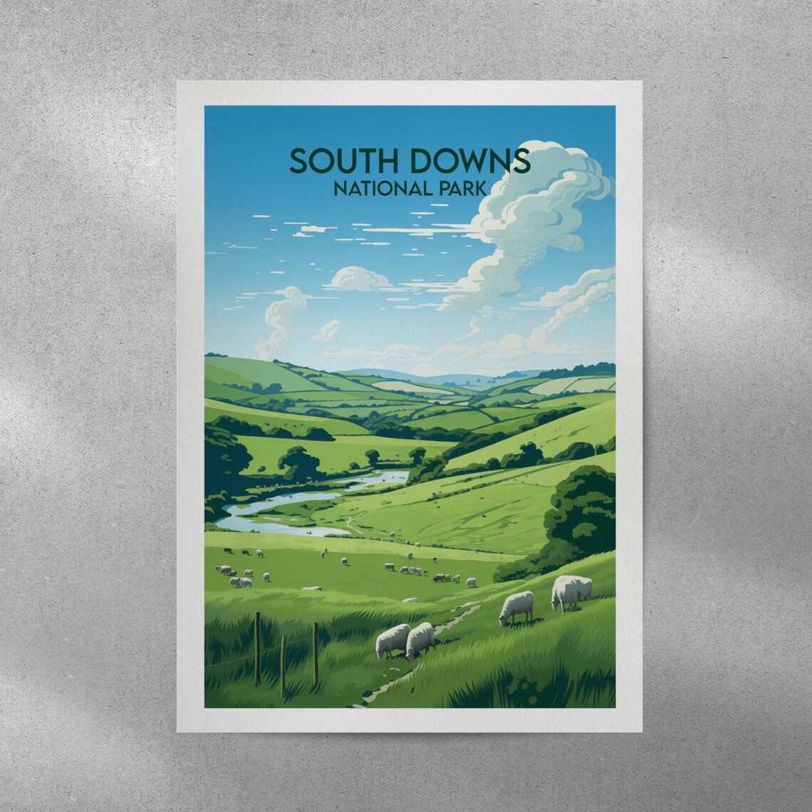 South Downs National Park Travel Poster, England UK - Image 3