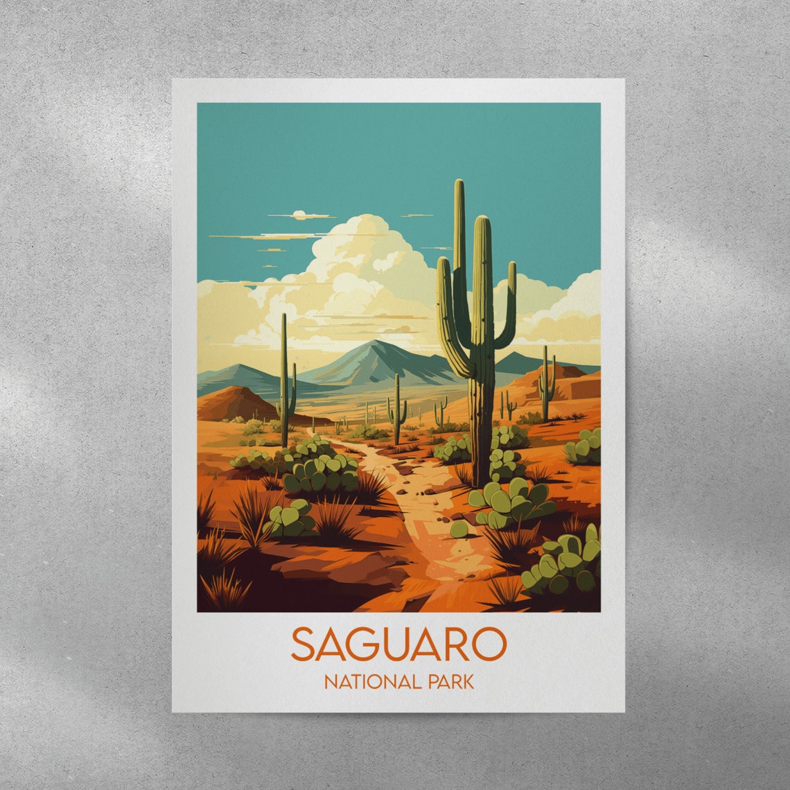 Saguaro National Park Arizona Desert Cactus Sunset Travel Poster - Image 4