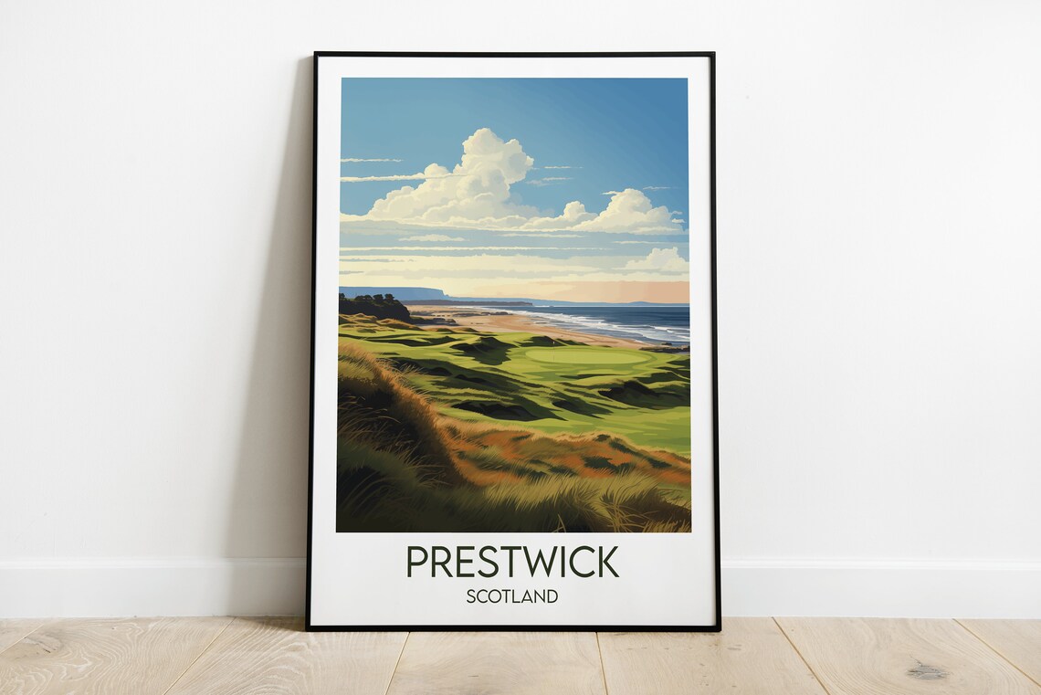 Prestwick Scotland Golf Links Seaside Dunes Travel Sports Poster