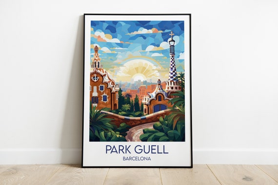 Park Guell Travel Poster, Custom Personalised Gift