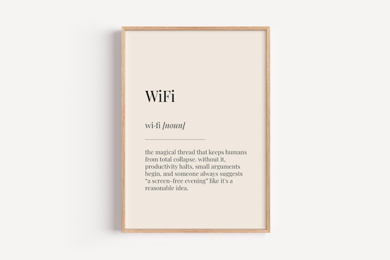 WiFi Definition Dictionary Style Noun Poster Funny Home Office Wall Decor