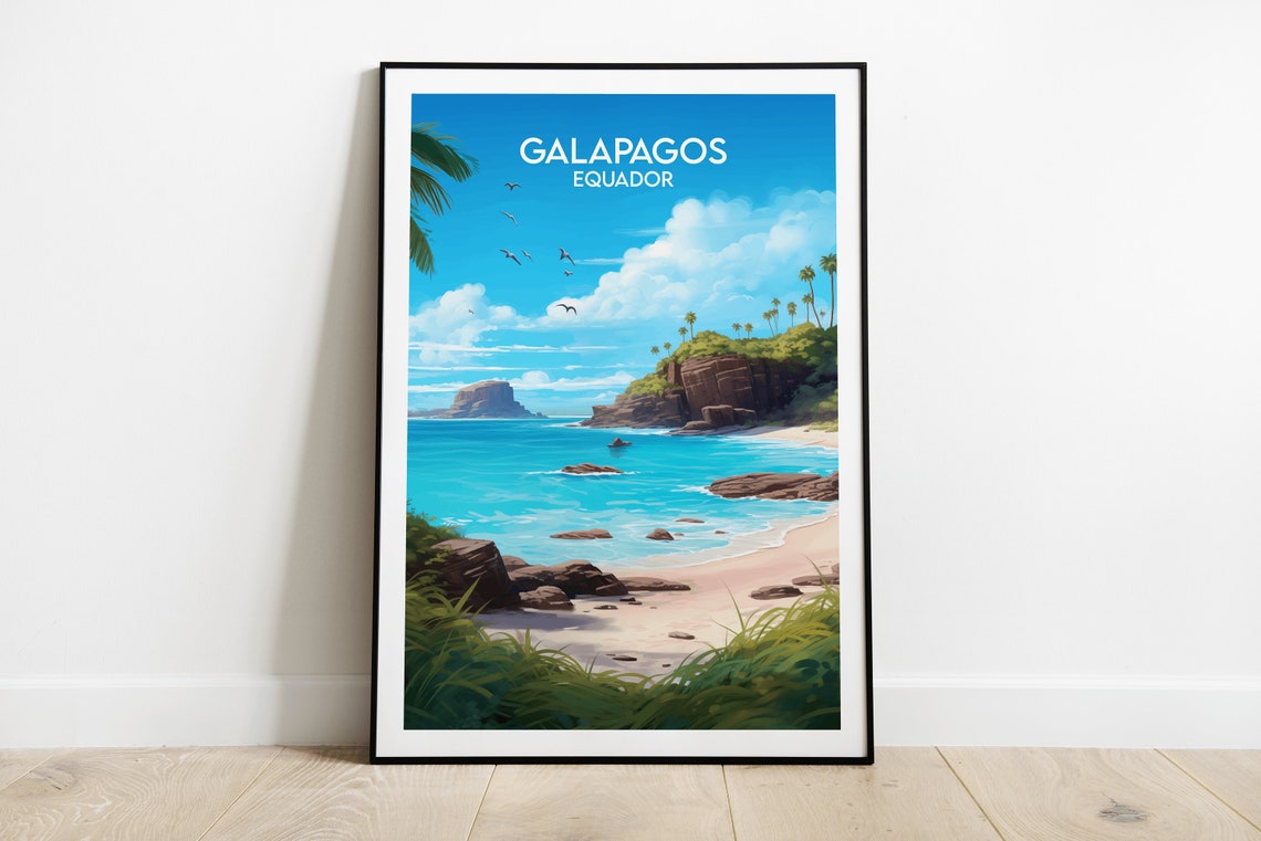 Galapagos Islands Travel Print Ecuador Poster Custom Personalised Wedding Birthday Gift