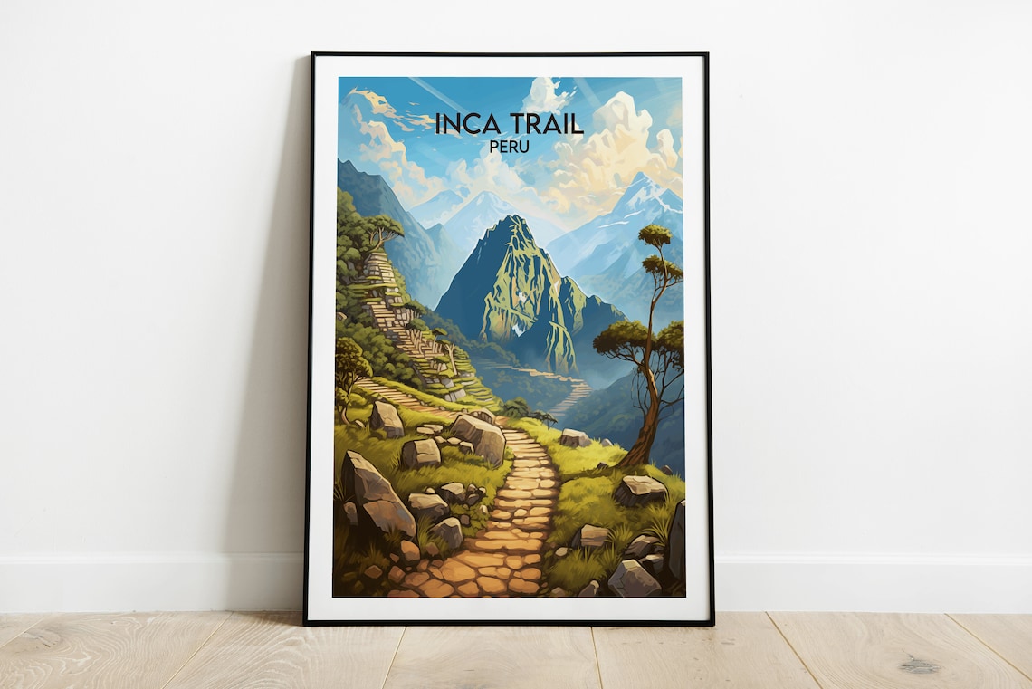 Inca Trail Peru Travel Poster, Custom Personalised