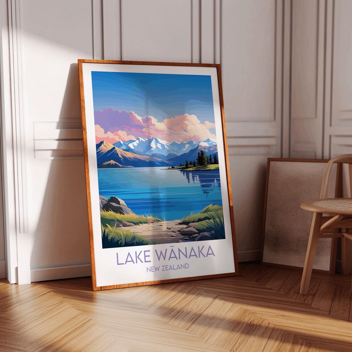 Lake Wānaka New Zealand Turquoise Lake Vintage Travel Poster - Image 3