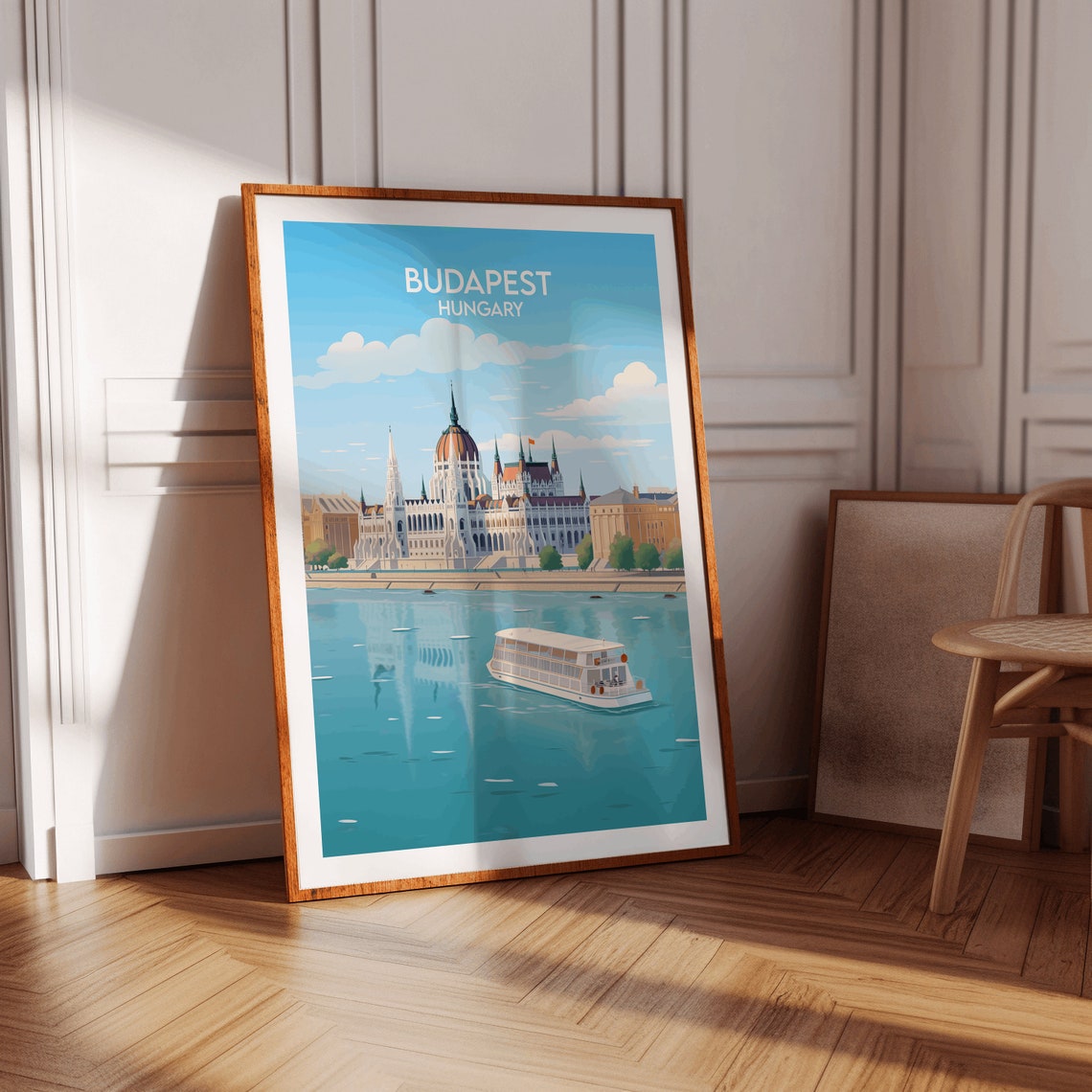 Budapest Hungary Danube Parliament Building Skyline Travel Poster - Image 2