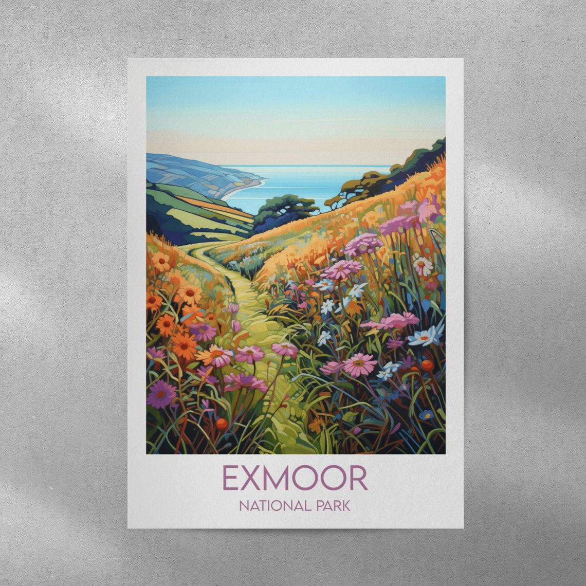 Exmoor National Park Wildflower Trail Ocean View Travel Poster - Image 2