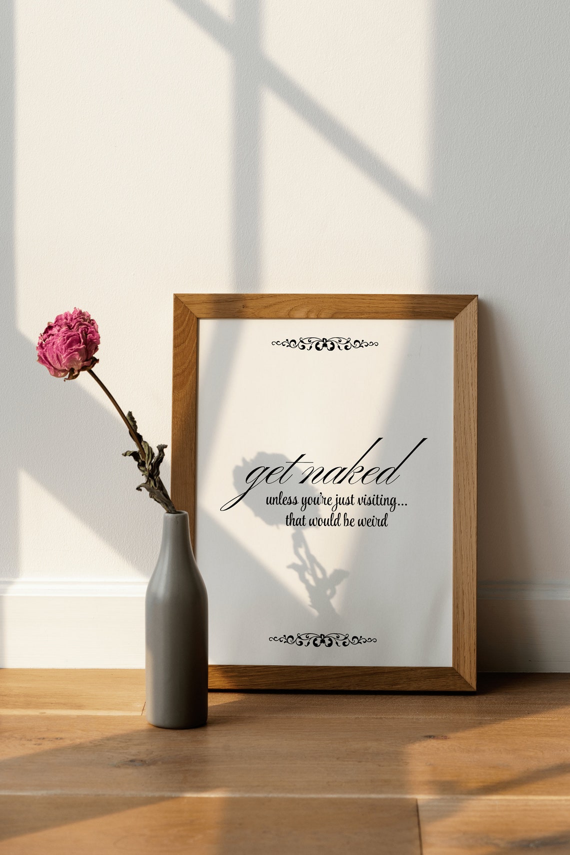 Get Naked Funny Bathroom Print Elegant Script Quote Minimal Style - Image 4