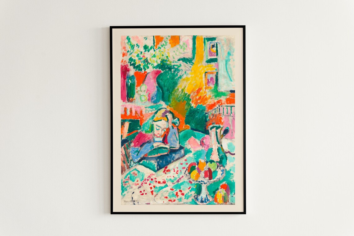 Henri Matisse Girl Reading Bordered Fauvist Interior Art Poster - Image 3