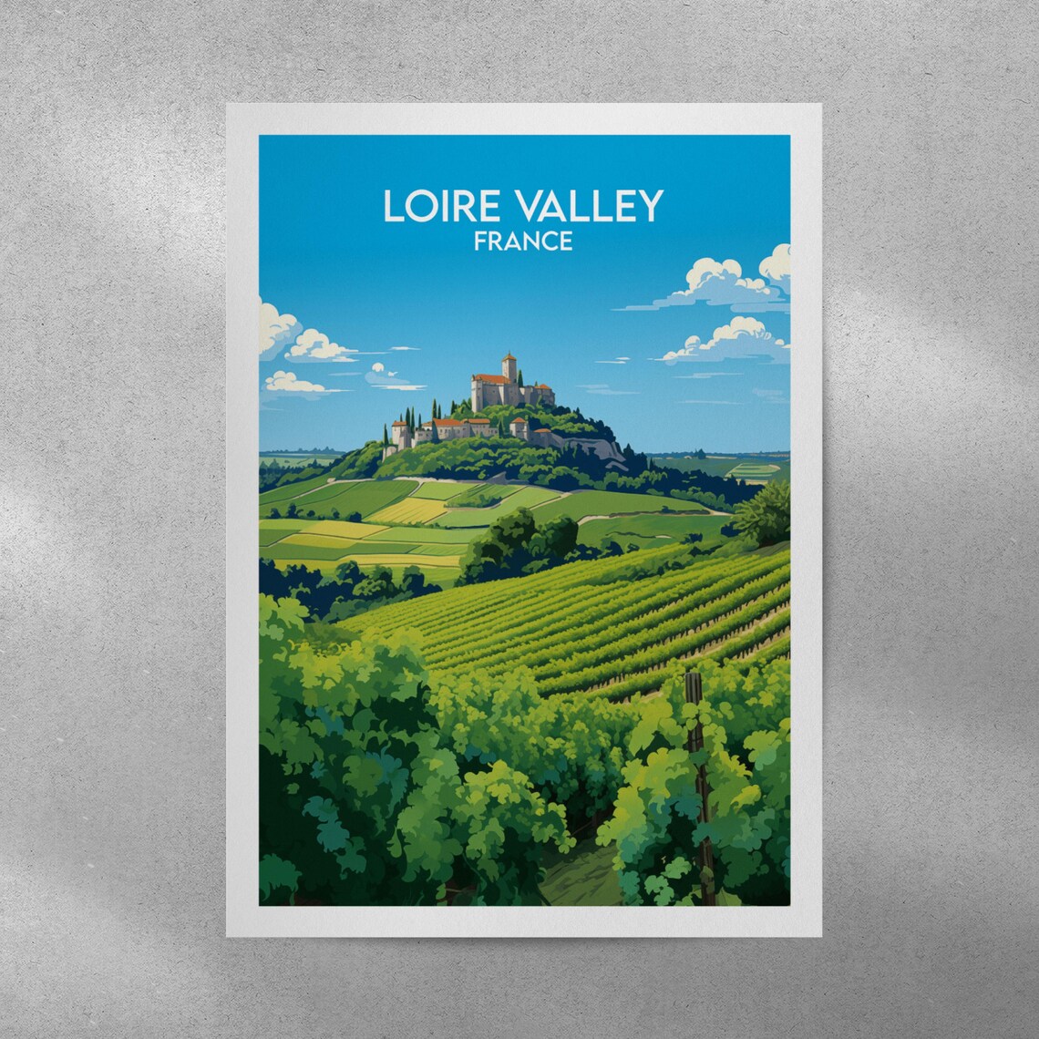 Loire Valley France Chateau Among Vineyards Vintage Travel Poster - Image 4