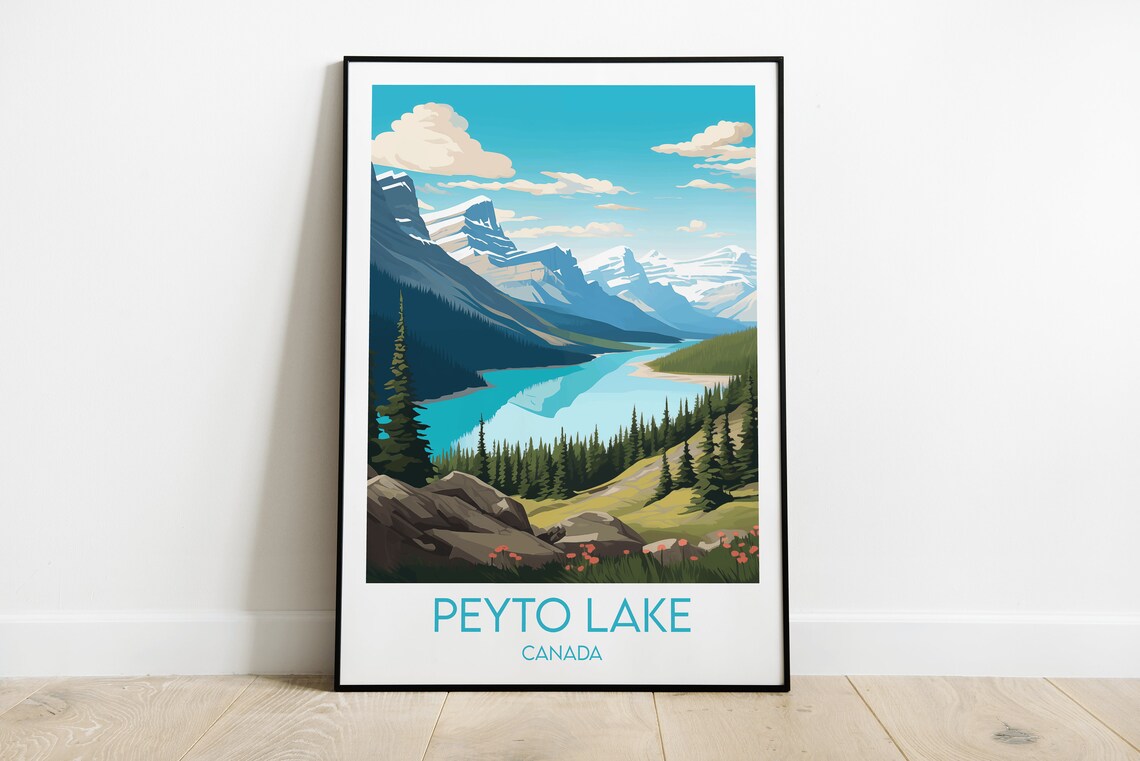Peyto Lake Canada Turquoise Alpine Lake Mountain Travel Poster