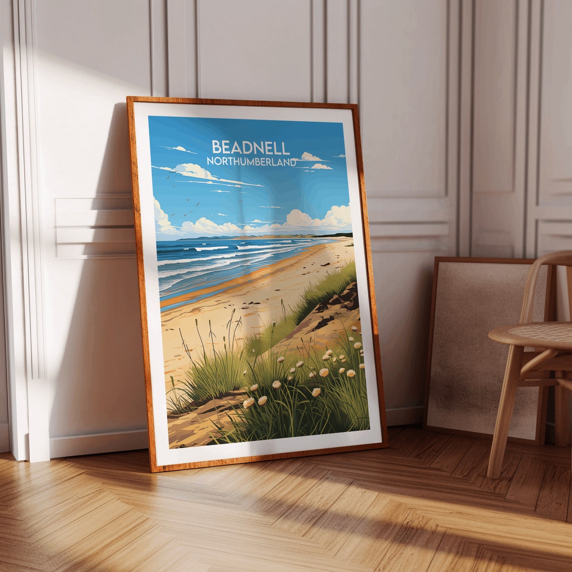 Beadnell Northumberland Sandy Beach Wildflowers Travel Poster - Image 2