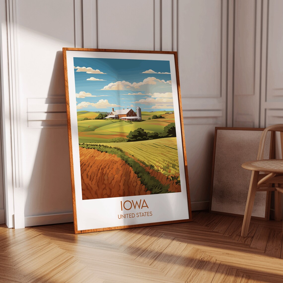 Iowa United States Farm Barn Rolling Fields Retro Travel Poster - Image 2