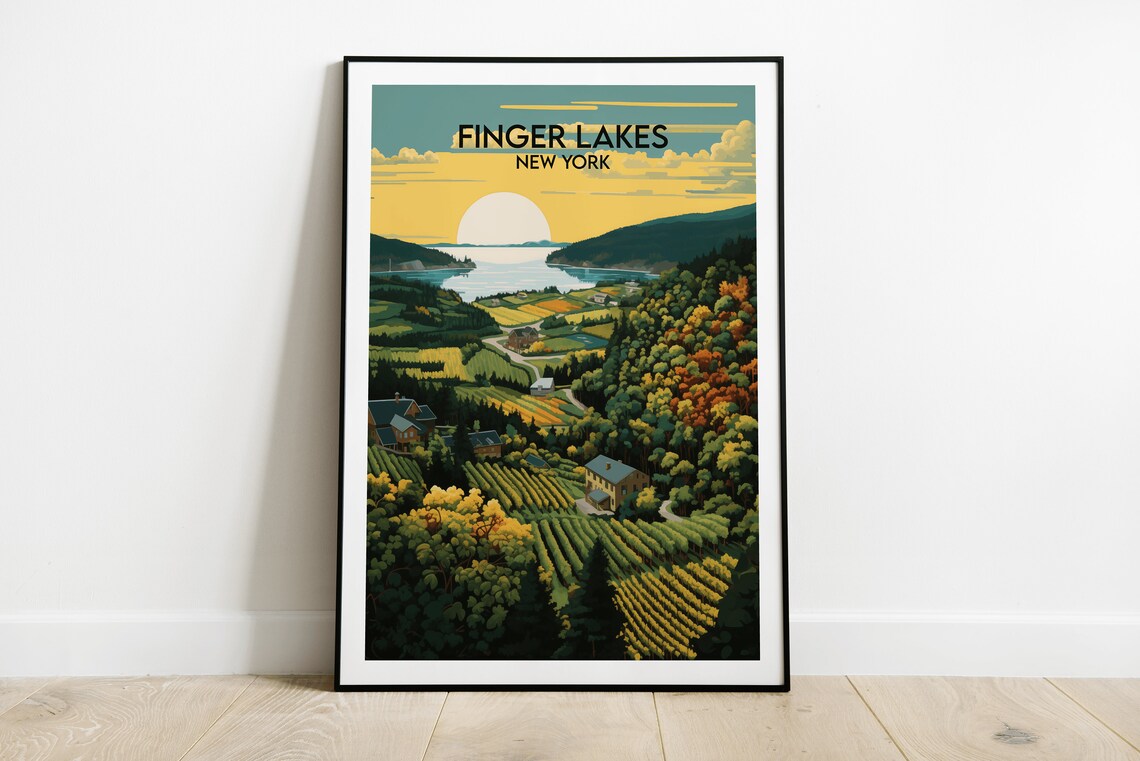Finger Lakes Travel Poster, New York Art Print