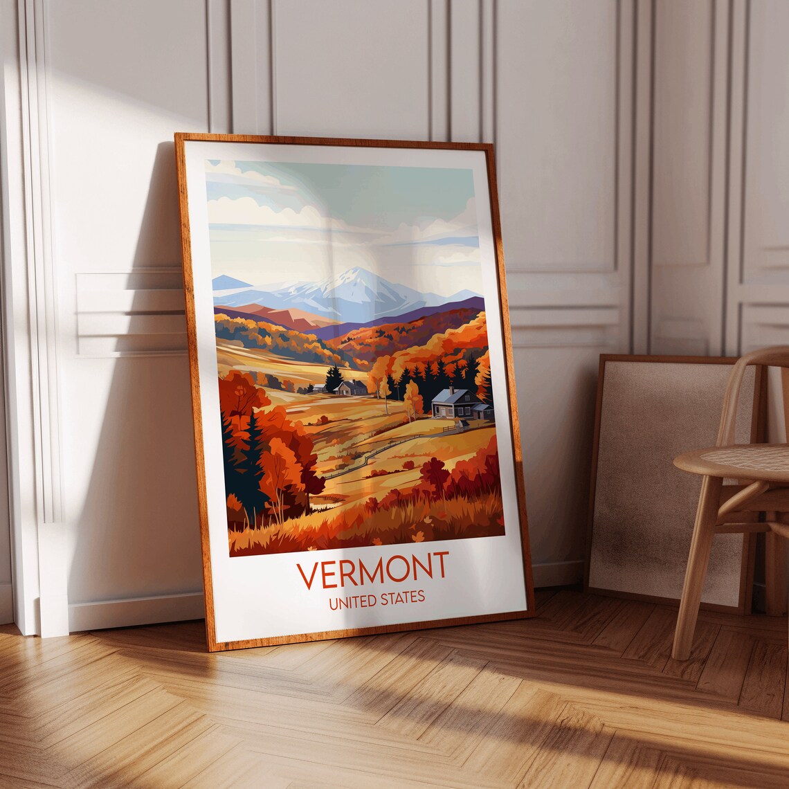 Vermont United States Autumn Foliage Retro Travel Art Poster - Image 3