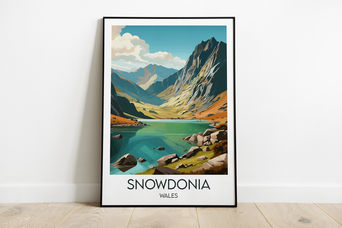 Snowdonia Travel Poster, Custom Personalised Gift