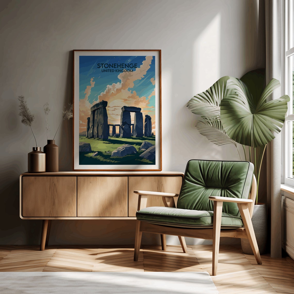 Stonehenge Sunset Ancient Stones Vintage British Travel Poster - Image 2