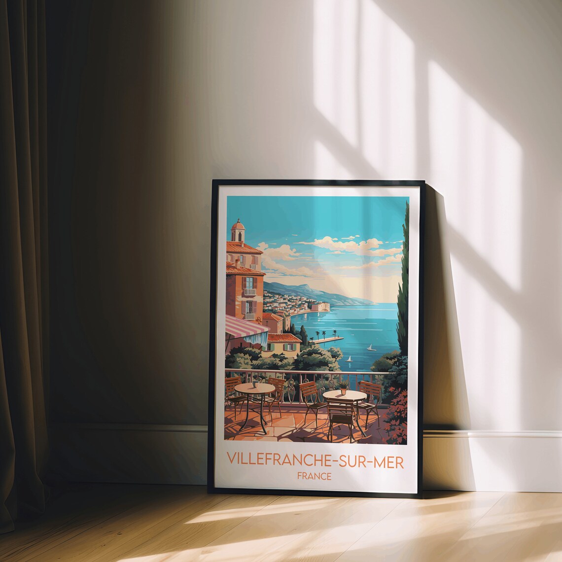 Villefranche Sur Mer France Riviera Coast Cafe Colorful Travel Poster - Image 2