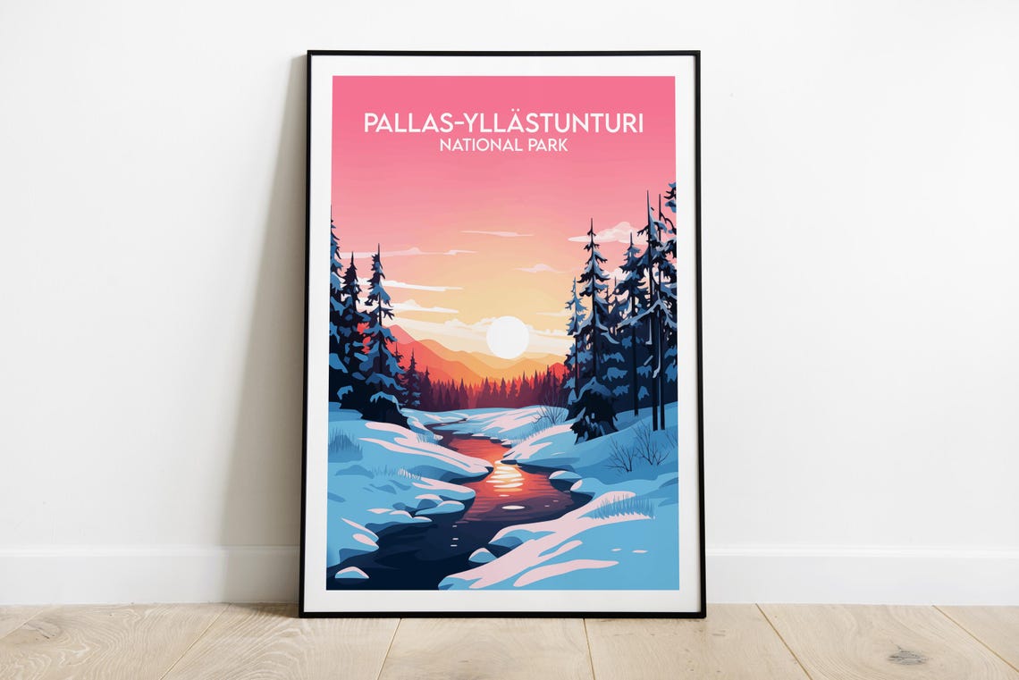 Pallas Yllastunturi Finland Snowy Forest Sunset National Park Poster