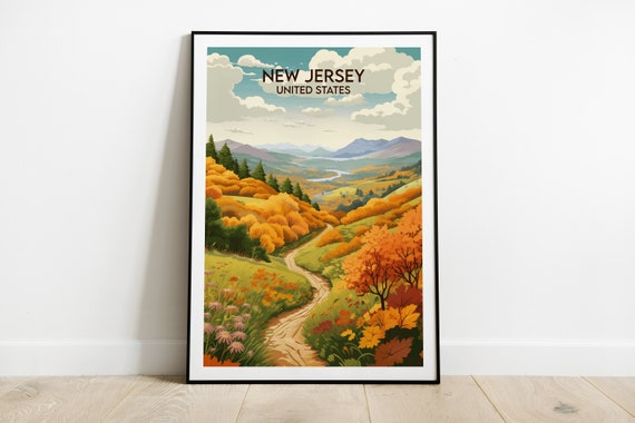 New Jersey Travel Print United States Poster Custom Personalised Wedding Birthday Gift