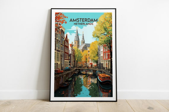 Amsterdam Travel Poster, Netherlands Custom Gift
