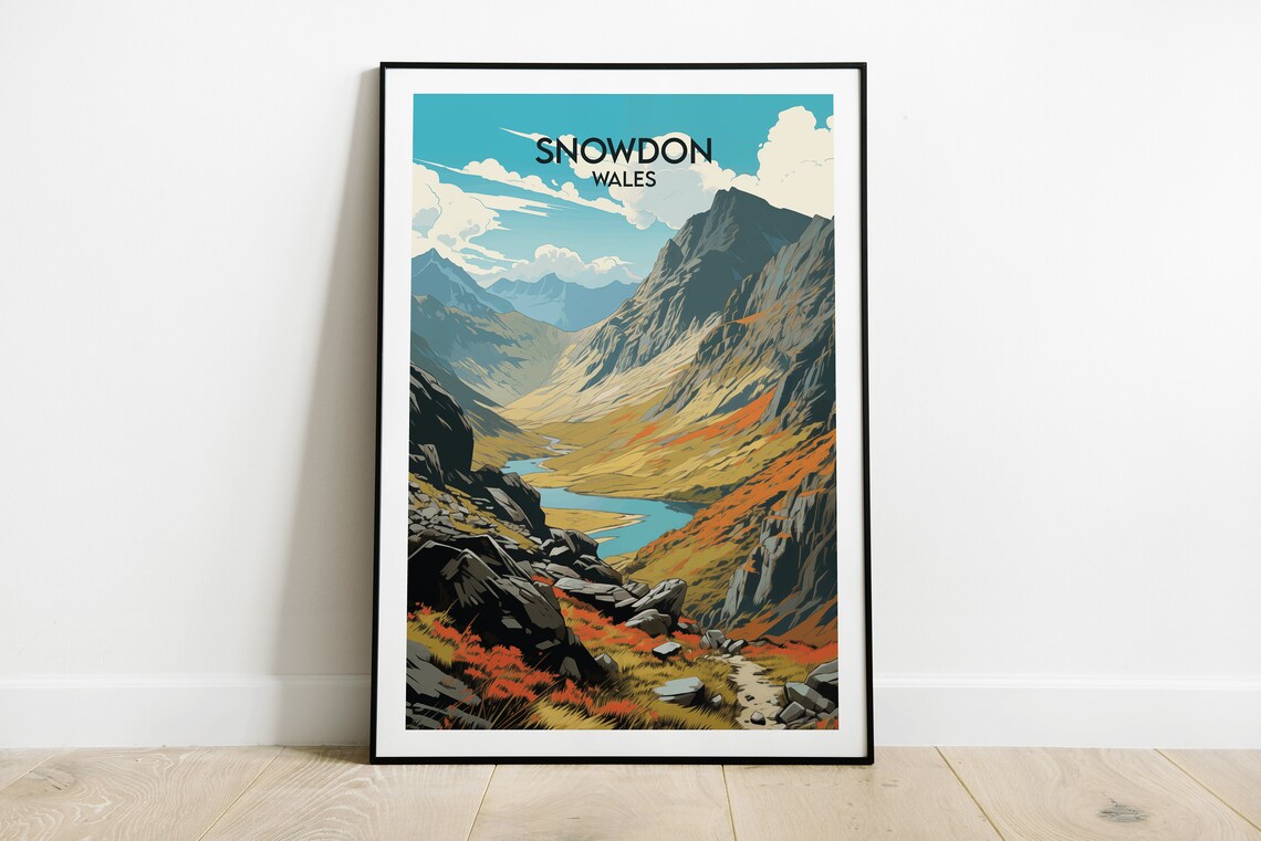 Mount Snowdon Travel Print, Wales Poster