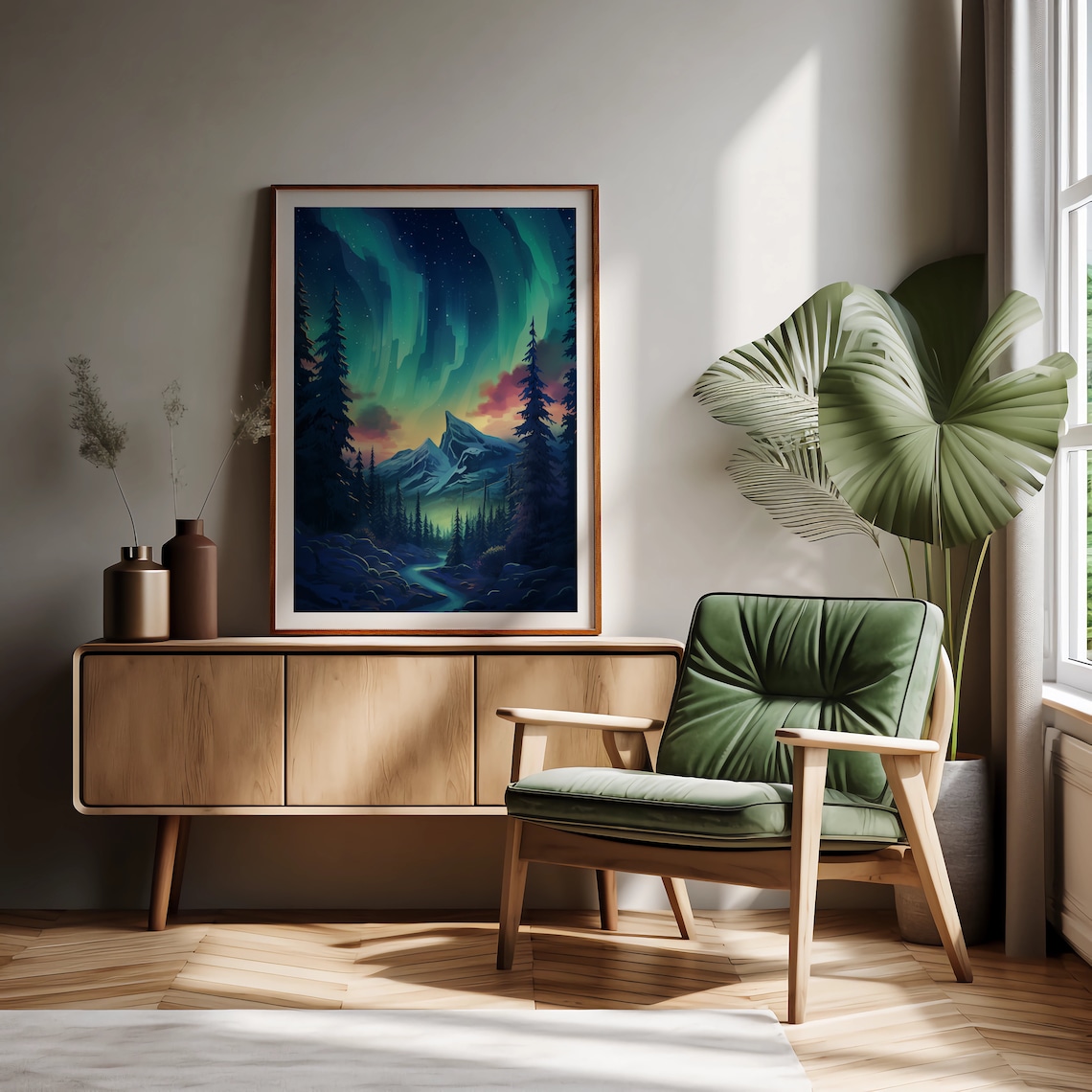 Northern Lights Scandinavia Art Print, Custom Personalised - Image 2