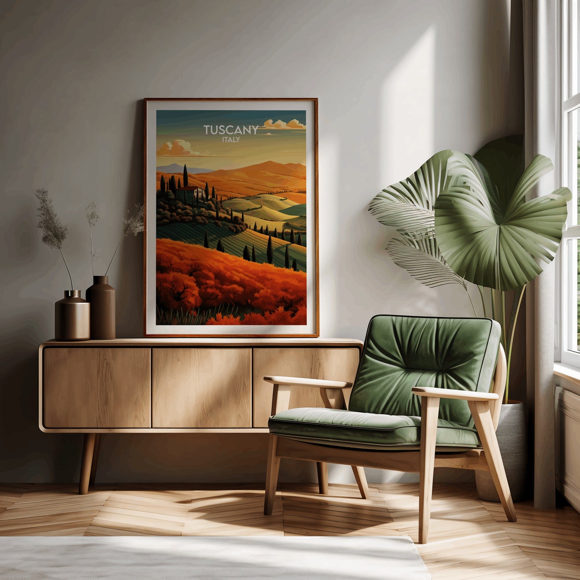 Tuscany Italy Rolling Hills Cypress Villa Countryside Travel Poster - Image 2