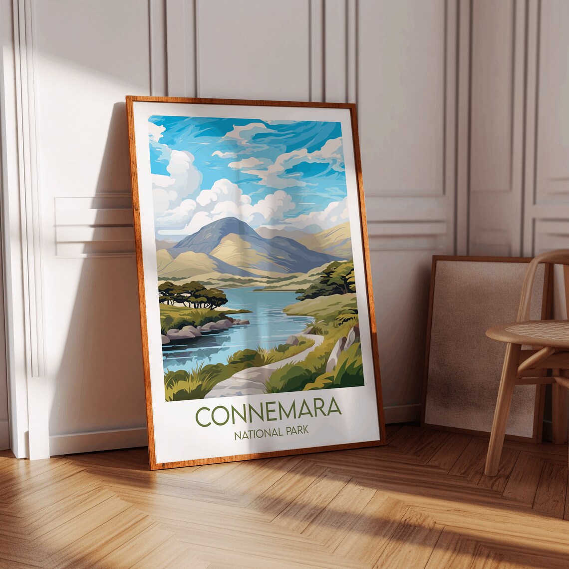 Connemara National Park Ireland Mountain Lake Trail Travel Poster - Image 2