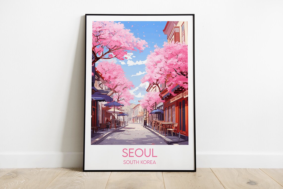 Seoul Travel Poster, South Korea Travel Print