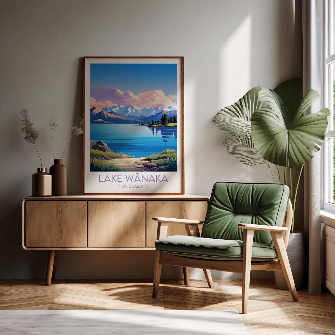 Lake Wānaka New Zealand Turquoise Lake Vintage Travel Poster - Image 2
