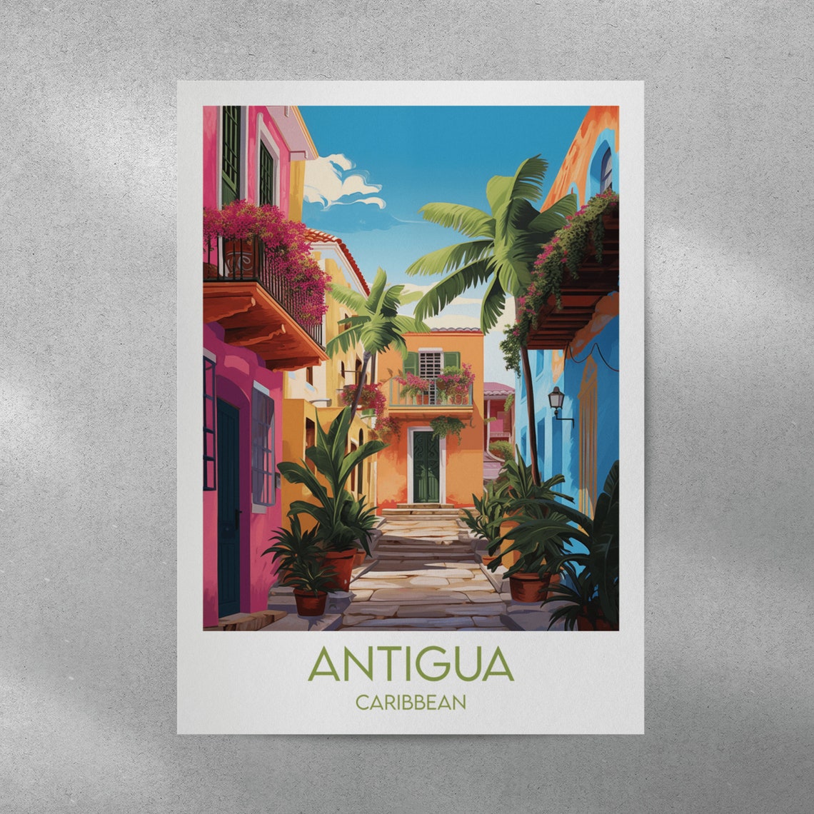 Antigua Travel Print Caribbean Poster Custom Personalised Wedding Birthday Gift - Image 2