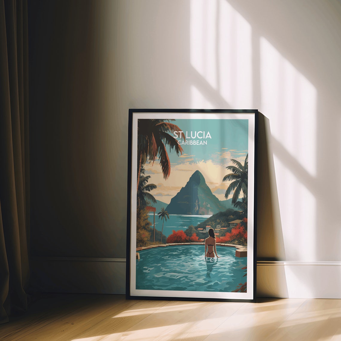 St Lucia Travel Print Caribbean Poster Custom Personalised Wedding Birthday Gift - Image 2