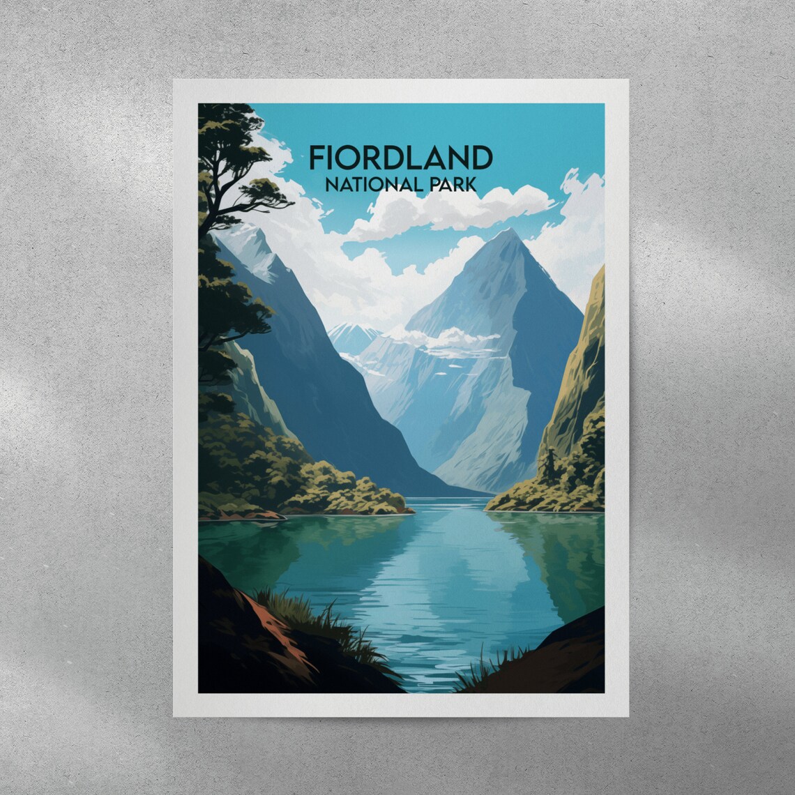 Fiordland National Park Fjord Mountains Lake Reflection Poster - Image 3