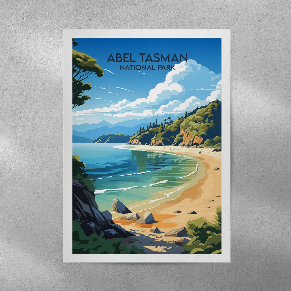 Abel Tasman National Park Golden Beach Coast Travel Art Poster - Image 4