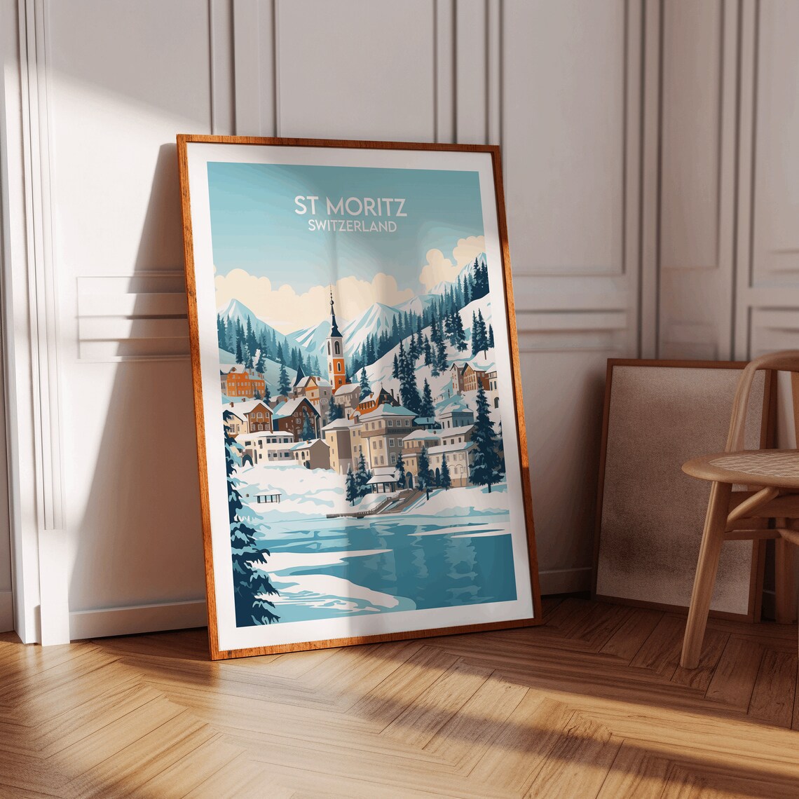 St Moritz Ski Travel Poster, Switzerland Custom Personalised - Image 4