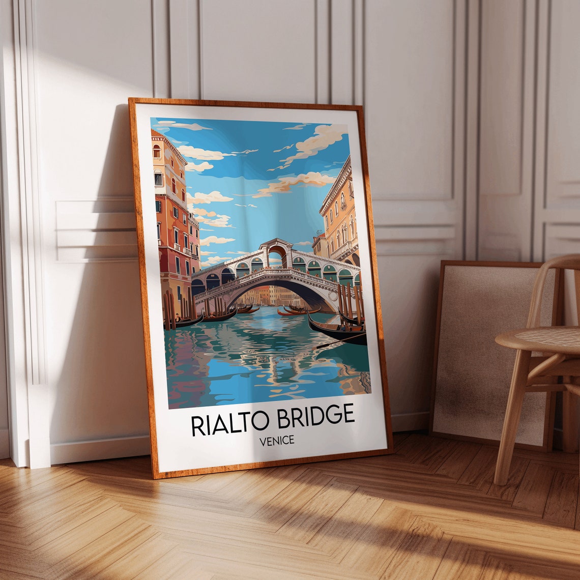 Rialto Bridge Venice Gondolas Grand Canal Vintage Travel Poster - Image 2