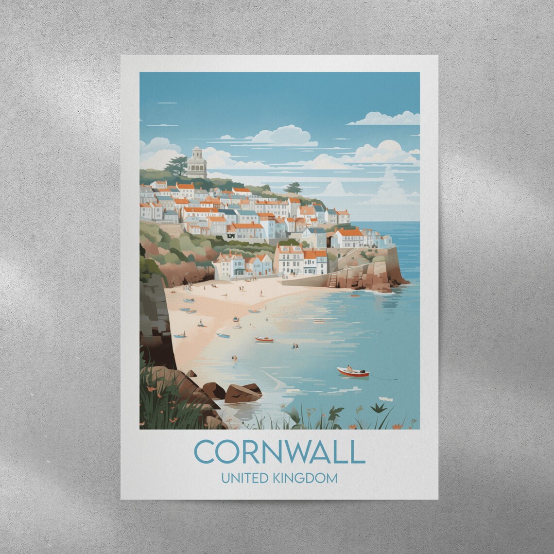 Cornwall United Kingdom Coastal Town Beach Vintage Travel Art Poster - Image 5