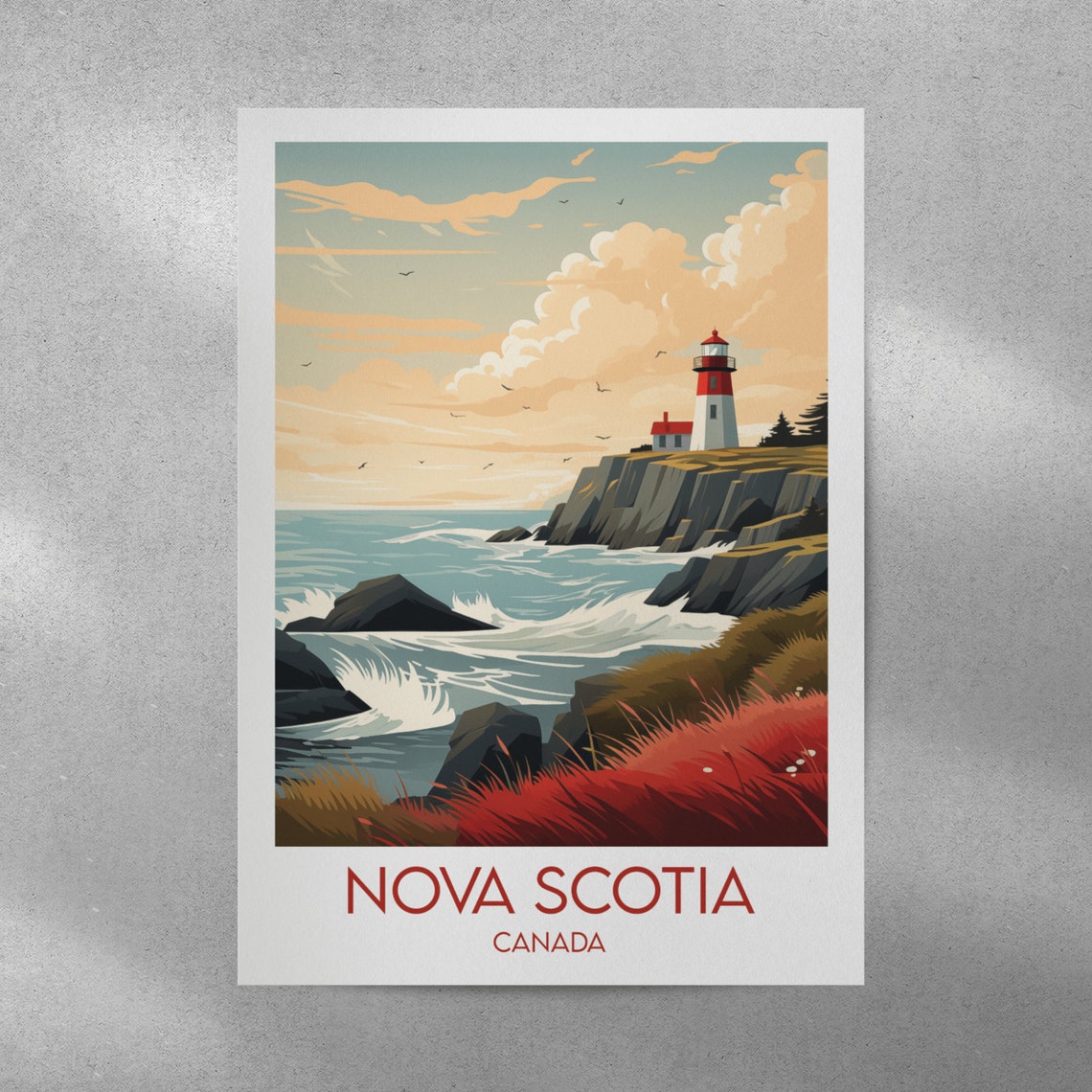 Nova Scotia Canada Lighthouse Coastline Vintage Travel Poster - Image 3